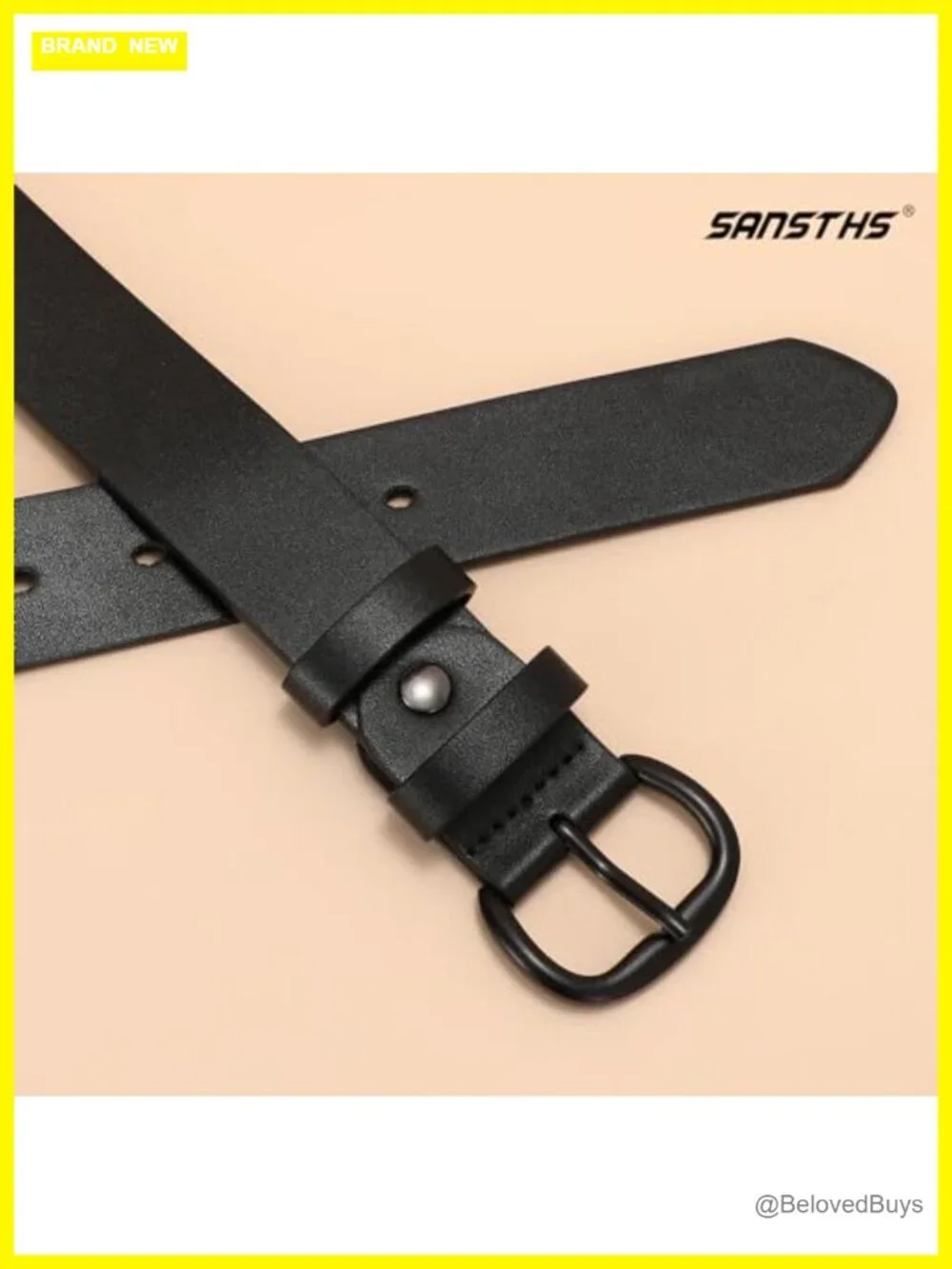Women Faux Leather Belt with Black Buckle Casual Waist Belt for Jeans Pants